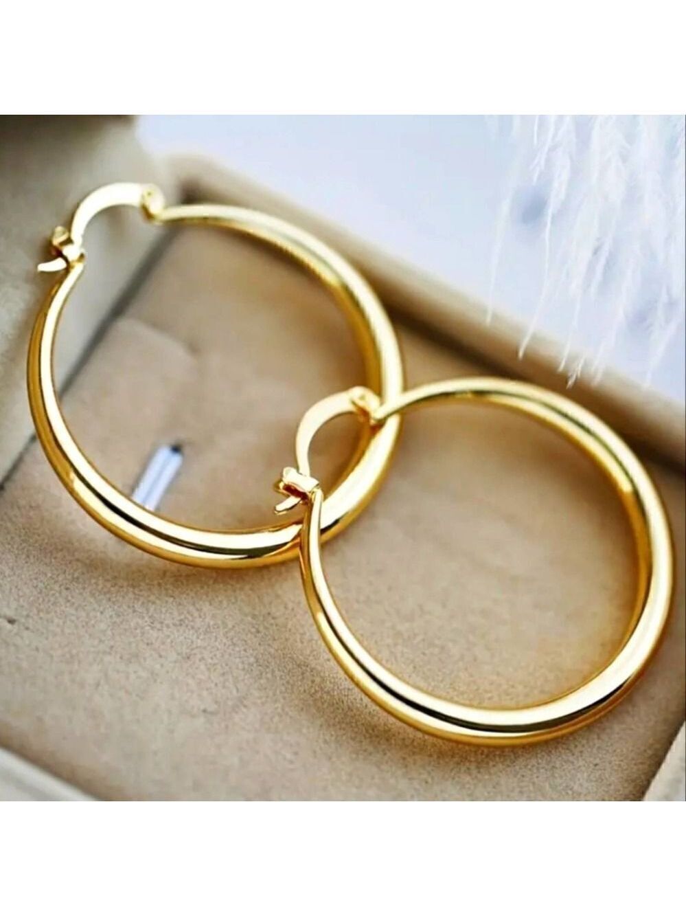 18K Gold Plated Round Hoop Earrings Simple and Elegant Style